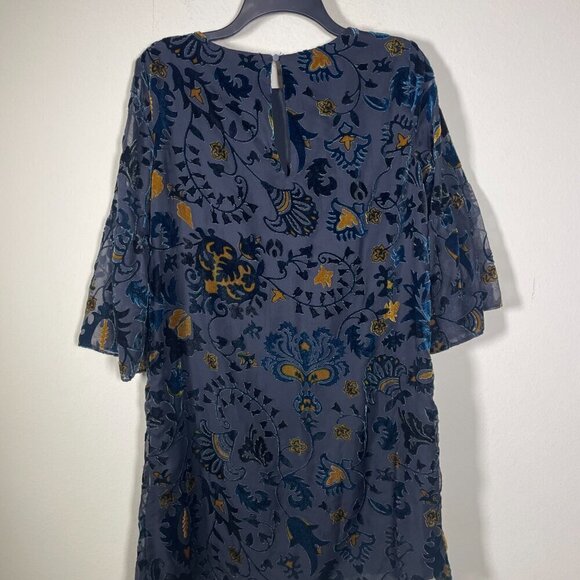 Carolina Belle Montreal Womens Tunic Style Dress Size 4 Black Blue Velvet Floral - Picture 7 of 7